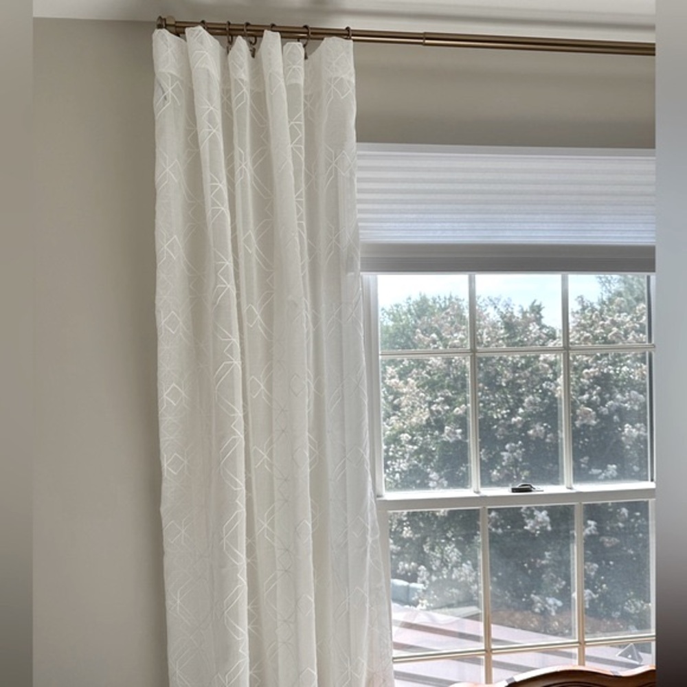 Pair Panels Sheer Ivory Panels Curtains Crewel Embroidery 84” L Sonoma Kohl’s - Picture 6 of 11